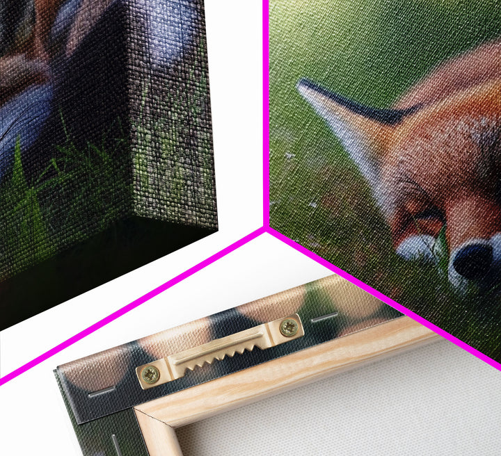 Napping fox Framed Canvas Wall Art, Canvas Print Decor for Home & Office Decoration Canvas Ready to Hang, cute fox art