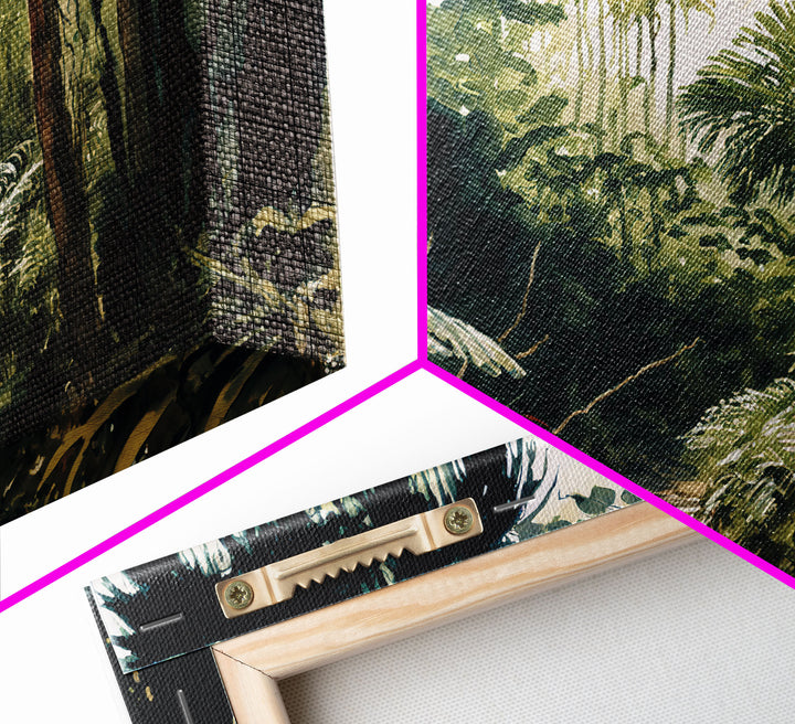 Watercolor of a Jungle Landscape, Framed Canvas Print, Framed Wall Art