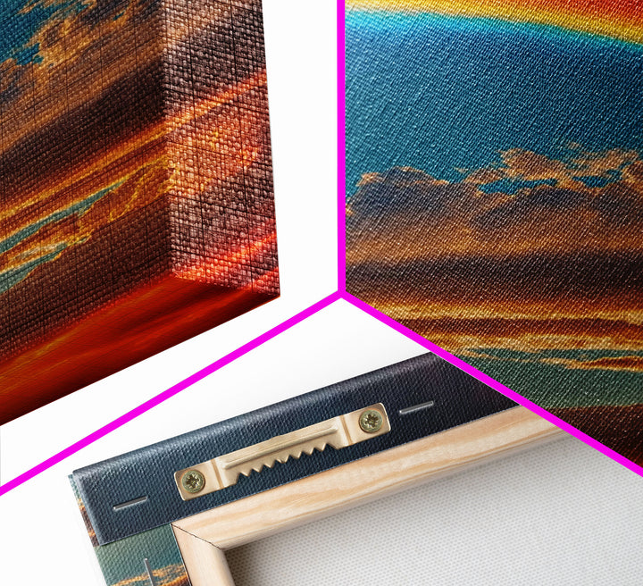 Rainbow Art, Framed Canvas Print, Rainbow Painting, Colorful Cloudy Sky wall decor