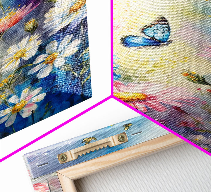 Butterfly Watercolor Painting Print, Framed Canvas Art, Large Wall Art, Butterfly wall art, Modern Wall Art, Retro Wall Art, floral Decor