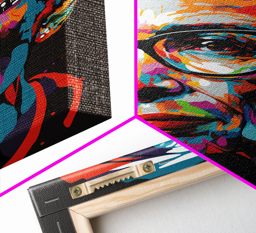 Notorious RBG, Ruth Bader Ginsburg Pop Art Portrait, Framed Canvas Print, Colorful Historic Figure Art