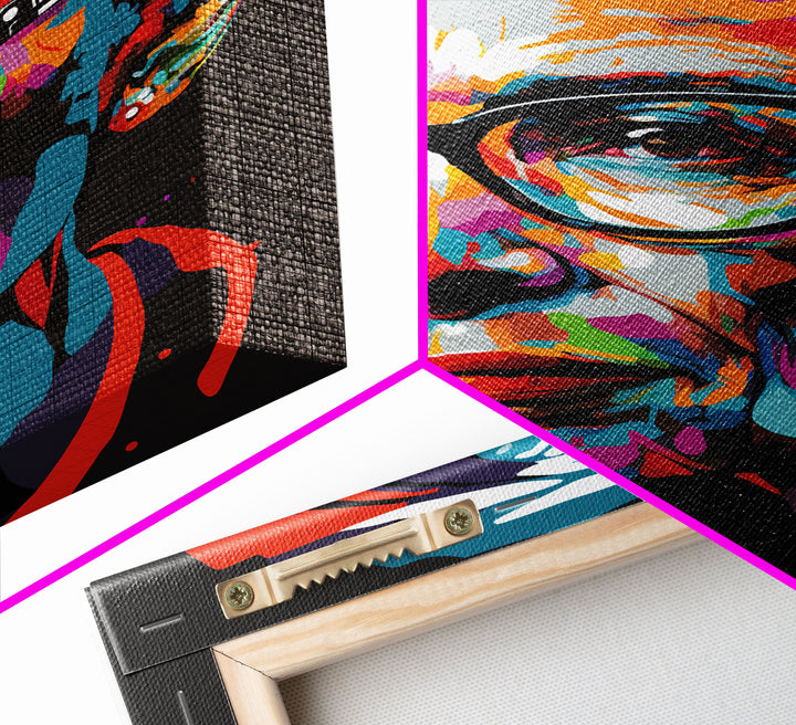 Notorious RBG, Ruth Bader Ginsburg Pop Art Portrait, Framed Canvas Print, Colorful Historic Figure Art