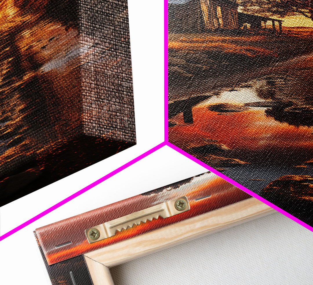 Country Lane Sunset Canvas Print, Country Roads, Dirt Road Art, Primitive Decor
