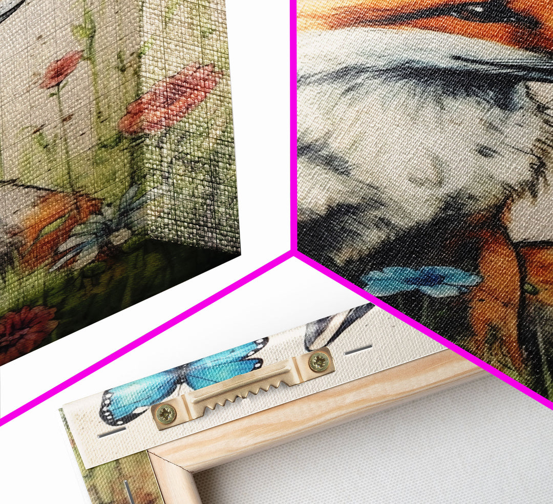 Red Fox Wall Art, 24" x 36" Wall Art, Woodland Spring Decor, Canvas Wall Hanging, Rustic Farmhouse Decor, Modern Farmhouse Art