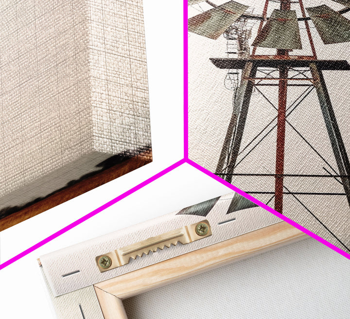 Rustic Farmhouse Home Decor, Windmill Photography Photo Print Art, Rustic Industrial Farmhouse Wall Art Picture, Country Landscape Picture