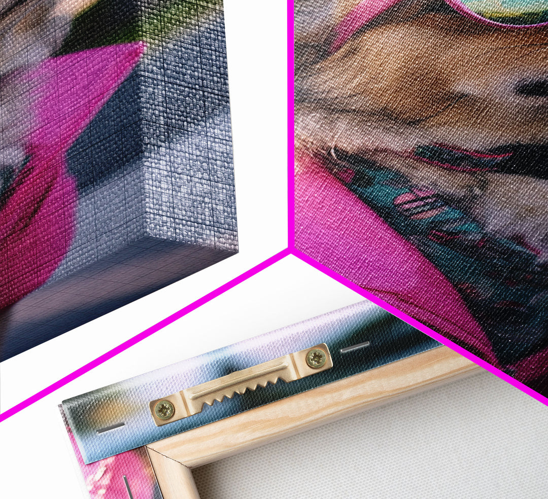 Pomeranian Wall Print, Dog Wall Art, Dog With Shades, Pink Jacket, Funny Wall Art, Framed Wall Art, Framed Canvas, Wall Print, Wall Canvas