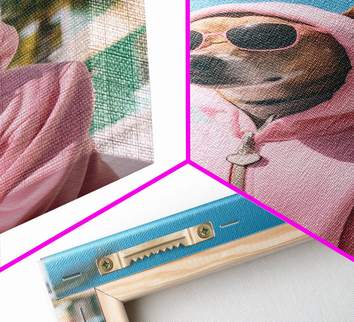 Chihuahua Wall Print, Dog Wall Art, Dog Sunglasses, Pink Hoodie, Funny Wall Art, Framed Wall Art, Framed Canvas, Wall Print, Wall Canvas