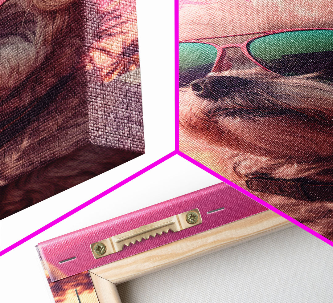 Shih Tzu Wall Print, Dog Wall Art, Dog Sunglasses, Palm Trees, Sunset, Funny Art, Framed Wall Art, Framed Canvas, Wall Print, Wall Canvas