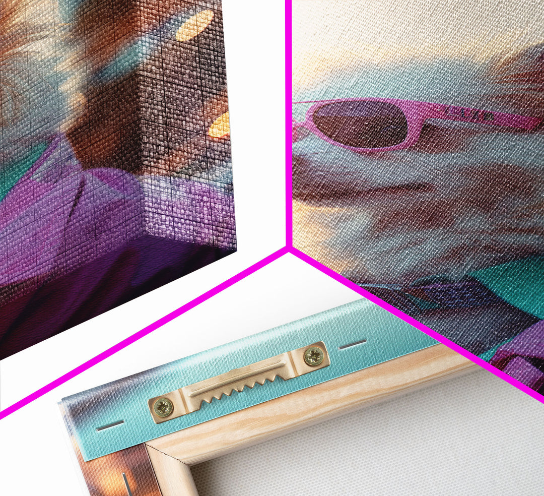 Chihuahua Wall Print, Dog Wall Art, Dog Sunglasses, Dog In Pink Jacket, Funny Art, Framed Wall Art, Framed Canvas, Wall Print, Wall Canvas