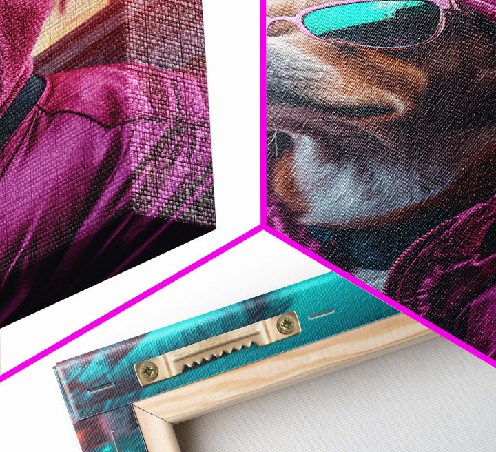 Corgi In Hot Pink Hoodie Sunglasses Wall Print, Dog Portrait, Dog Art Print, Framed Wall Art, Framed Canvas, Wall Print, Wall Canvas