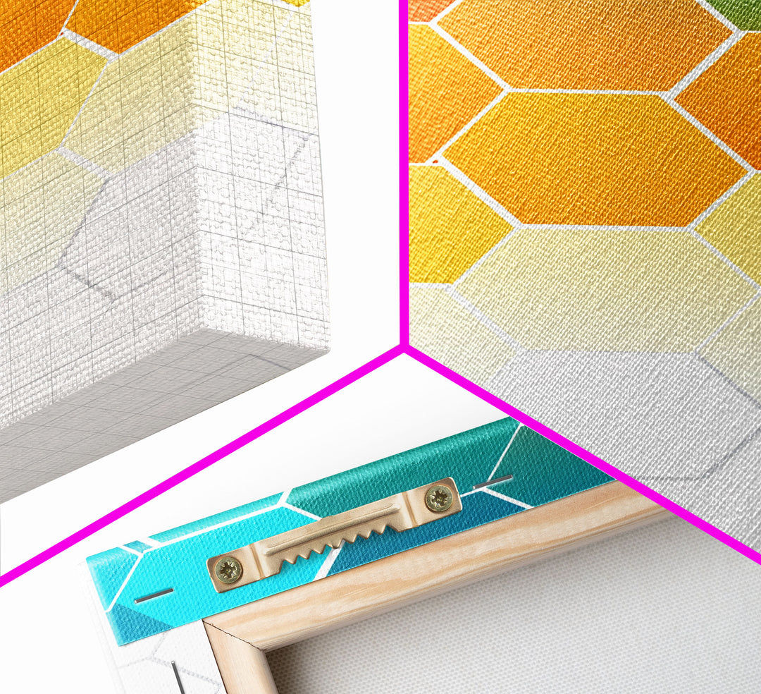 Mid Century Art Print, Framed Modern Art, Geometric Art, Mid Century Modern Wall Art, Colorful Art, MCM Style Canvas Art