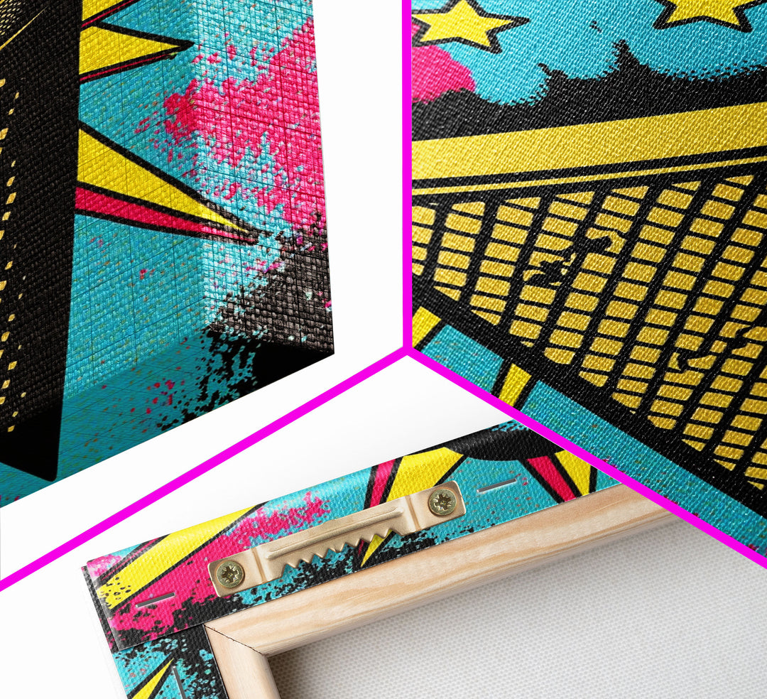 Pop Art Ice Cream, Psychedelic Ice cream cone, framed canvas print, large wall art, wall decoration, ice cream shop art