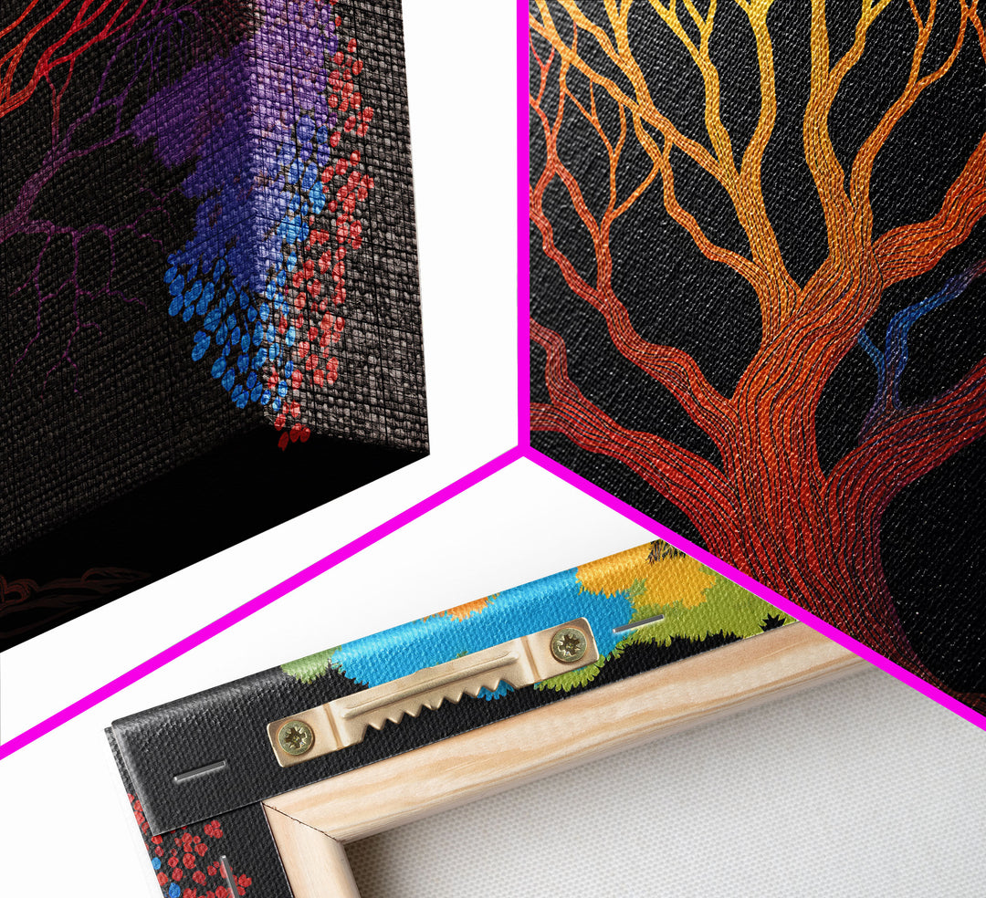 Rainbow Tree of Life, Framed Canvas Print