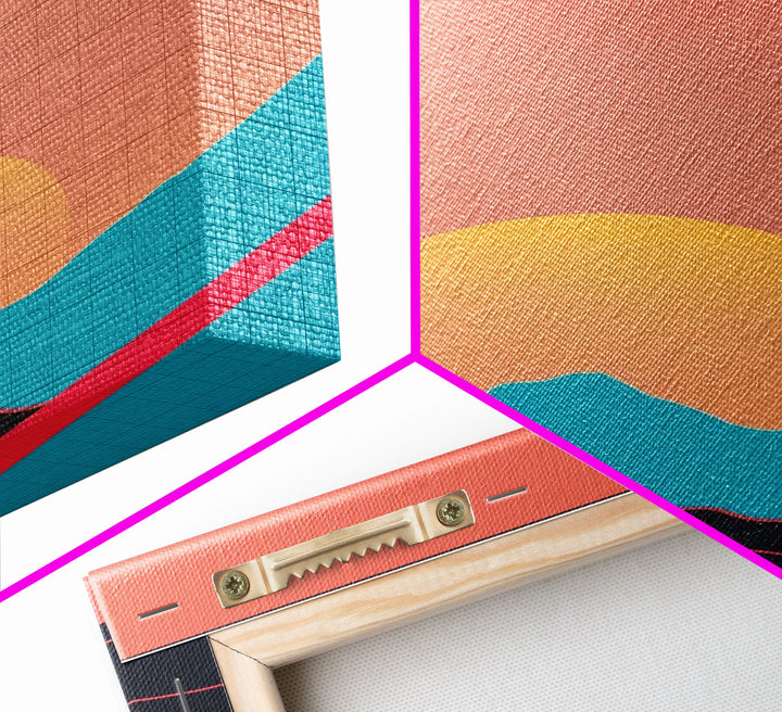 Peach Sunset, Framed Canvas Print, Minimalist Art Deco Inspired Wall Art
