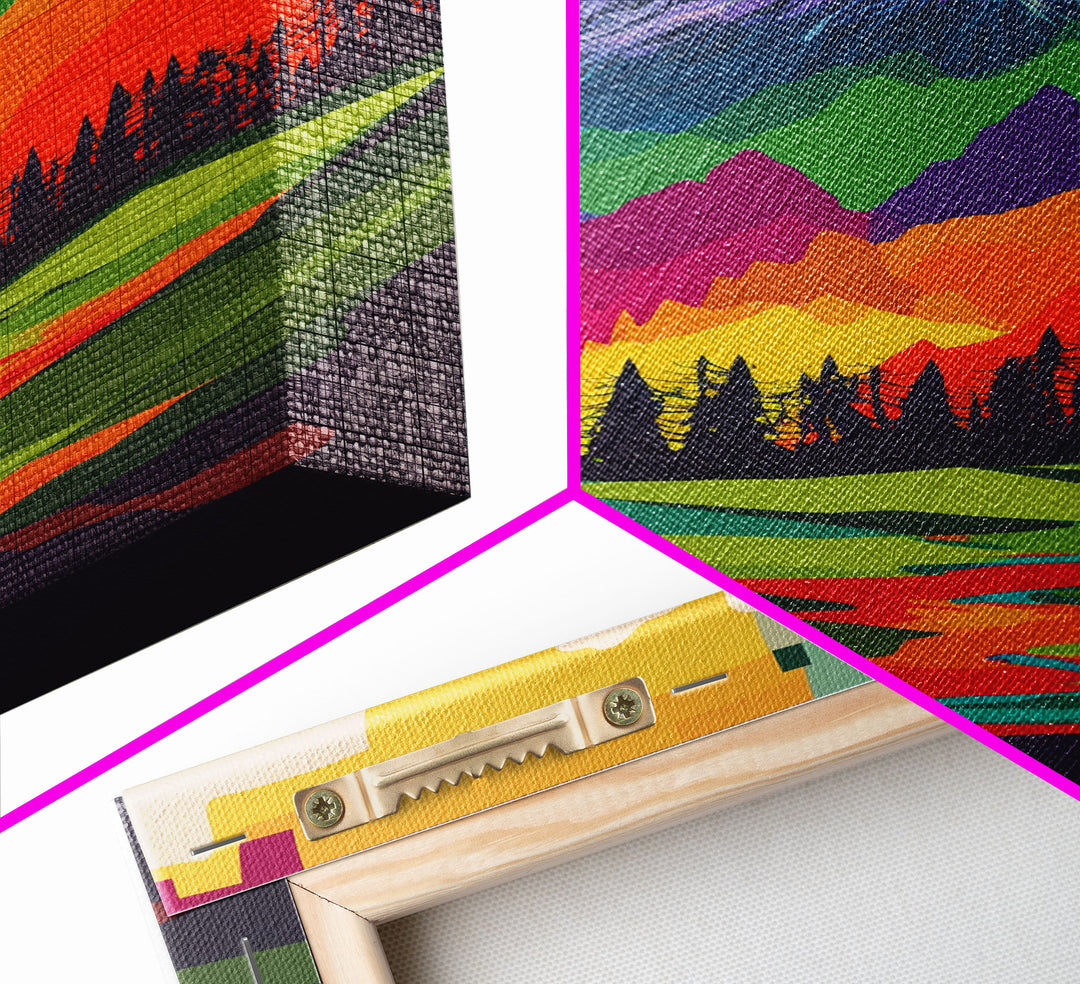 Surreal Rainbow Mountain Landscape, Framed Canvas Print