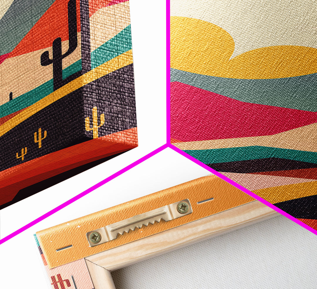 Retro Pop Art Style Framed Canvas Print, Framed Wall Art, Desert Prints, Southwestern Decor, Primitive Art