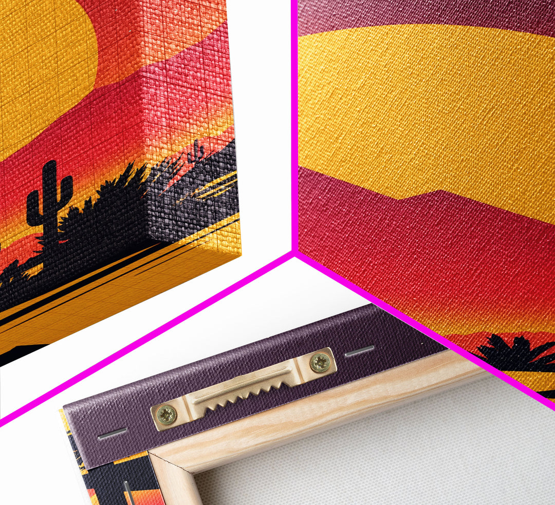 Retro Pop Art Style Framed Canvas Print, Framed Wall Art, Desert Prints, Southwestern Decor, Primitive Art, Western Prints