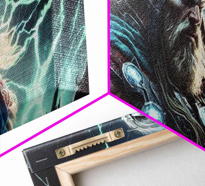 Thor God of Thunder, Framed Canvas Print, Norse Mythology Art,  Fantasy Art