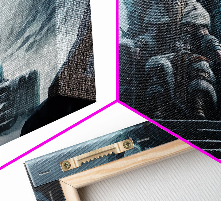 Odin Surveying The Realms on Hlidskjalf The High Seat, Norse Mythology Art, Framed Canvas Print