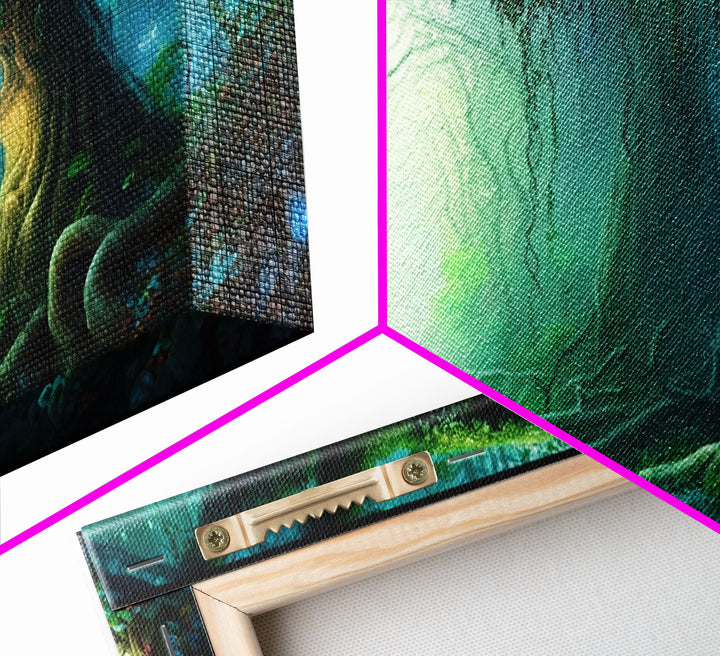 Beautiful magical fairy forest, Framed canvas print, Fantasy forest wall art Enchanted forest, Fantasy Home Decor