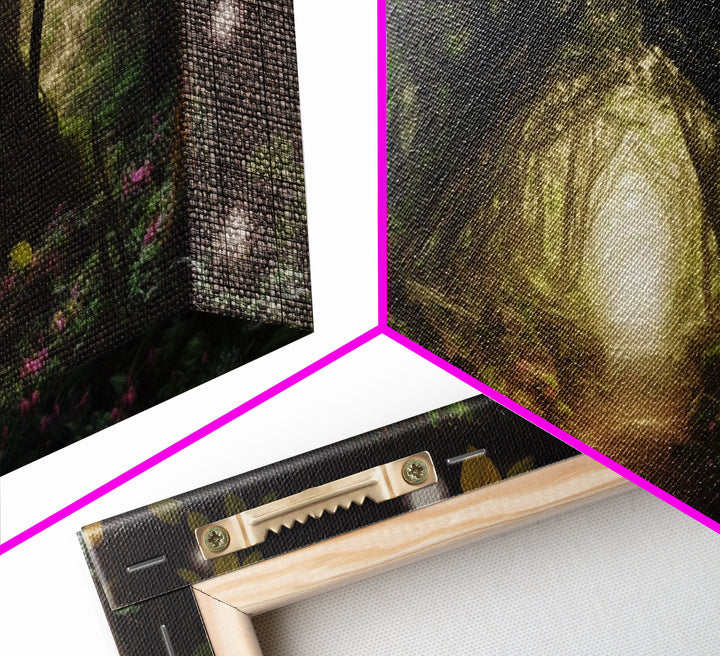 Path Through A Magical Enchanted Fairy Forest, Fantasy Art, Framed Canvas Print, Enchanted Forest Fantasy Art