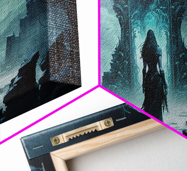 Doorway to Niflheim, Land of Mist and the Dead, Norse Mythology Fantasy Art, Framed Canvas Print, Fantasy Decor