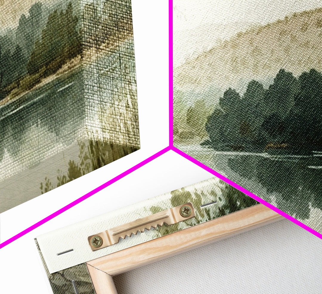 Wall Art Oil Painting Landscape Framed Canvas Print, Vintage Nature Framed Large Gallery Art, Antique Style Art Ready to Hang