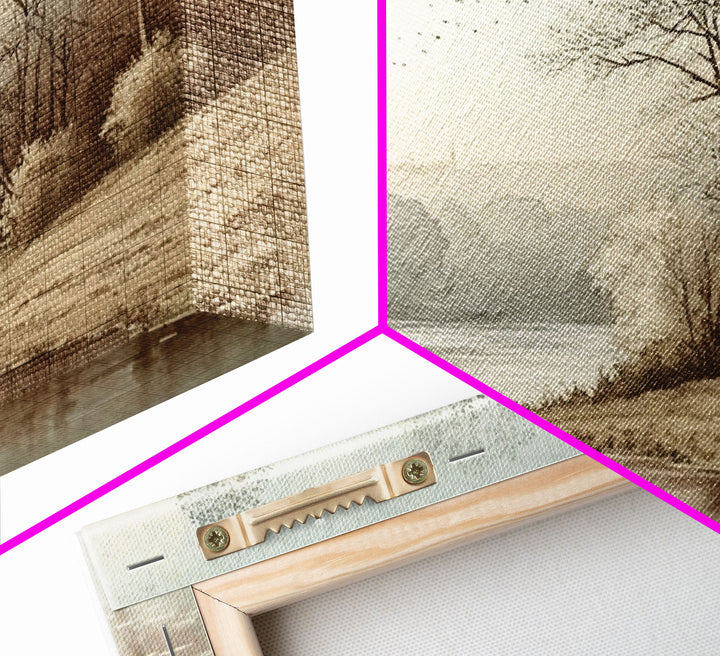 Farmhouse Wall Art, Retro / Vintage Style Landscape, Framed Canvas Print, Boho Style Minimalist Art, Framed Wall Art