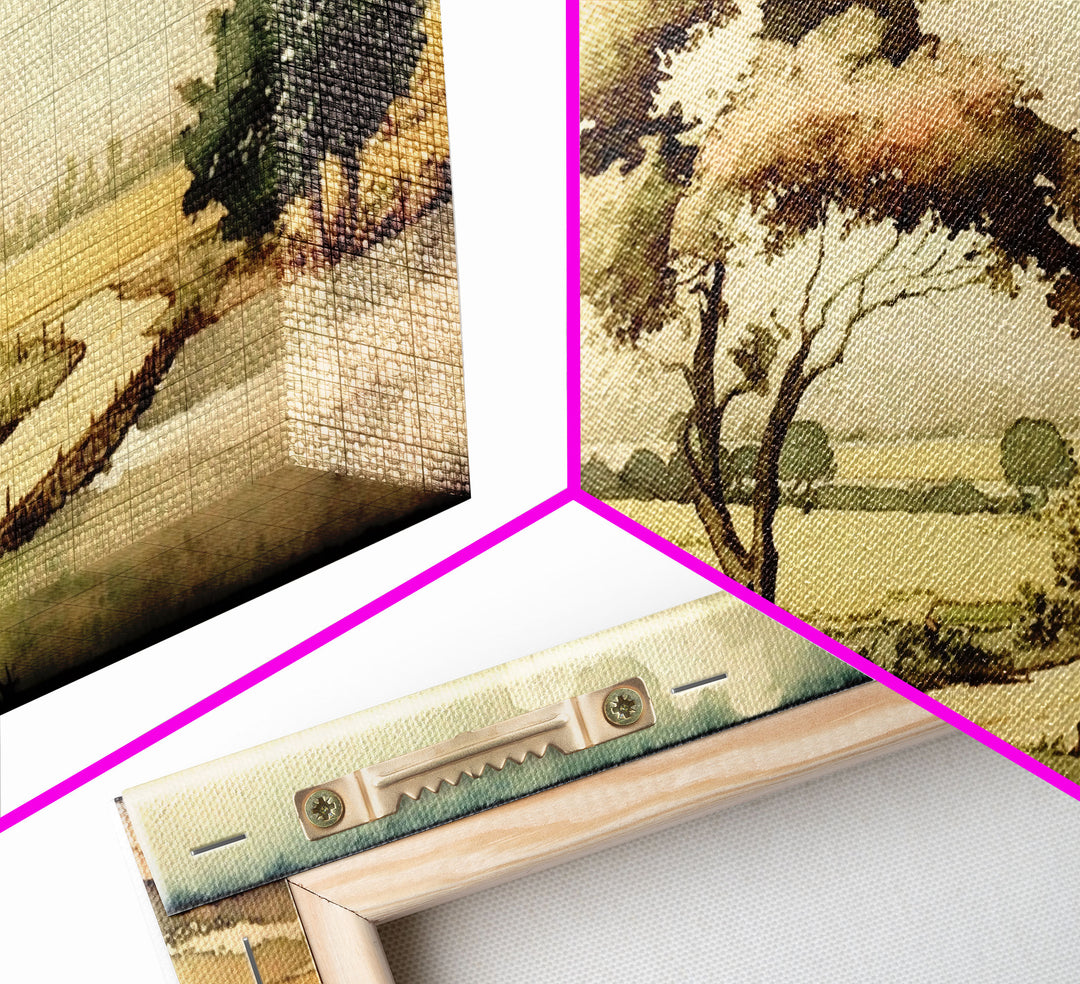Rustic Wall Art Landscape, Framed Canvas Print, Wall Art, Home Decor, Living Room Art, Muted Minimalist Art