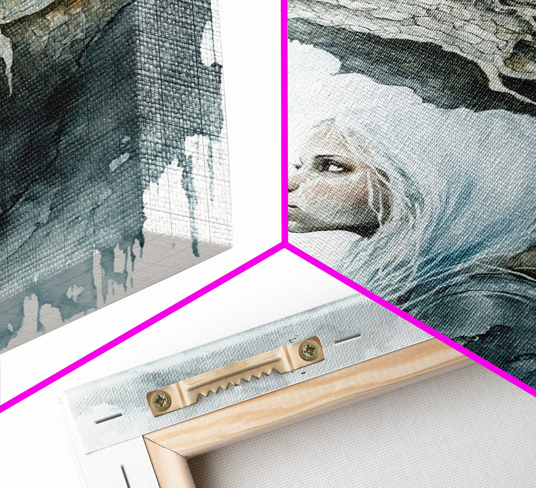 The Girl and Her Dragon, Wall Art, Fantasy Art, Art Print, Framed Canvas Art, Canvas Print, Gamer Decor, Gamer Girl Gift