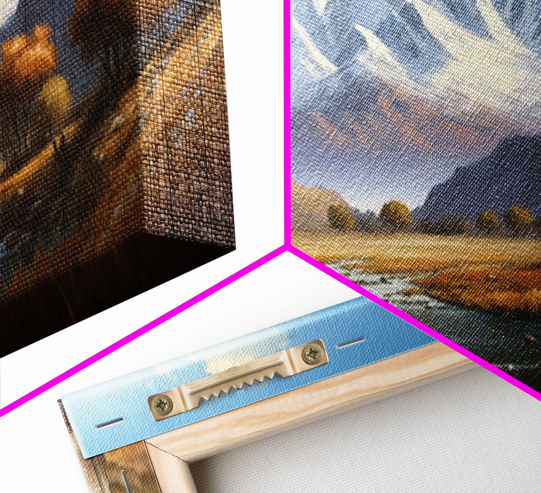 Mount Williamson, Mountains of California, Travel Poster Wall Art, Framed Canvas Print, American Mountains, Mountain Landscape Painting