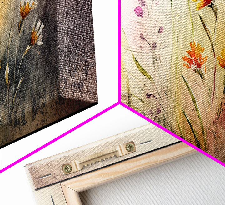 WILDFLOWERS Watercolor Floral Framed Canvas Print