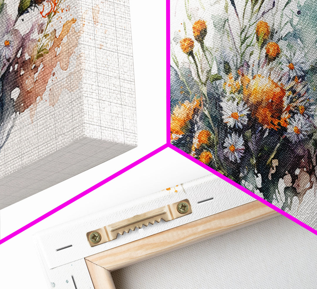 Rustic Farmhouse Decor, Framed Canvas Print, Floral Watercolor Painting, Flower Art, Flower Painting, Entry Room Painting, Gift For Mom
