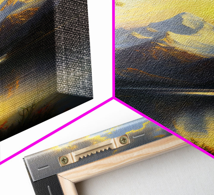 Mountain With Lines Canvas Print, Canvas and Wood Wall Art Decor Canvas Nursery Sign Picture Living Room, Framed Wall Art