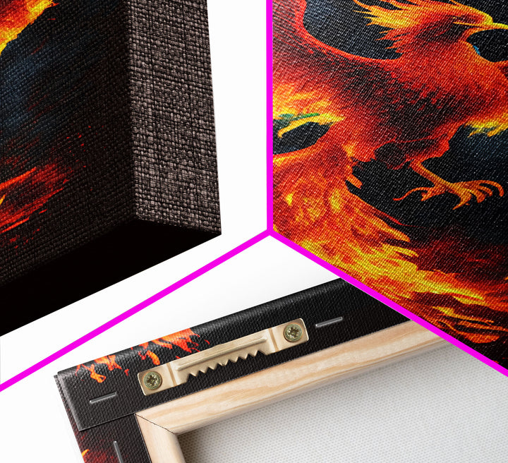Phoenix Print on Canvas , Floating Frame, Modern Wall Art, Extra Large Canvas Wall Art, Rebirth and Renewal