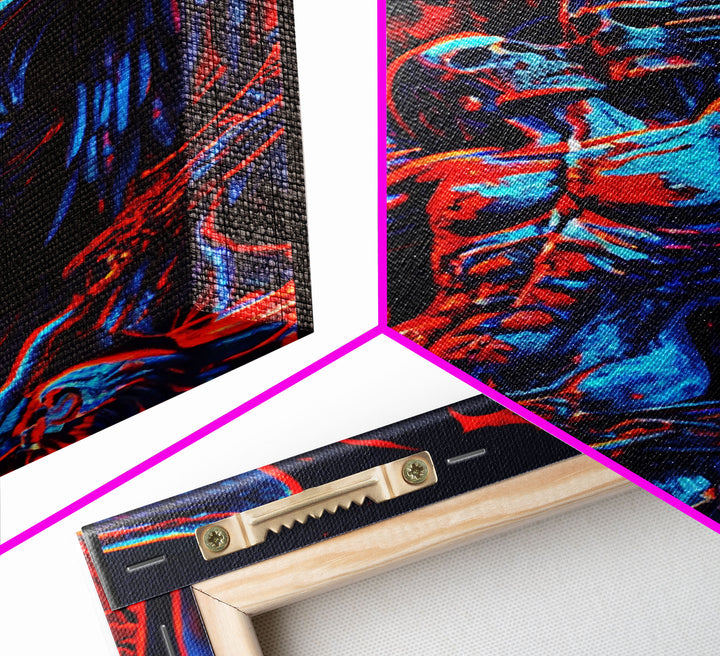 Gothic Angel, Horror Decor, Framed Canvas Print, Fallen Angel