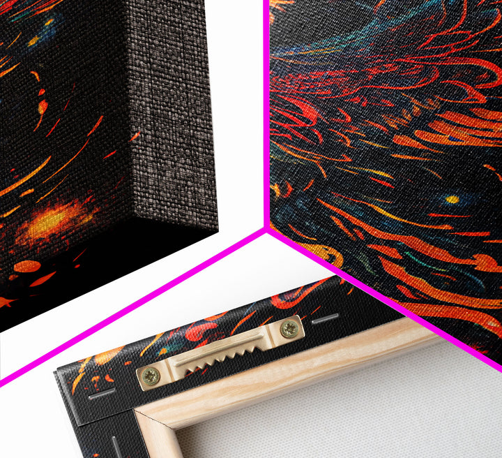 Phoenix In Flames, Retribution, Framed Canvas Print, The Phoenix, Framed Wall Art, Original Painting Phoenix, Fire Chicken