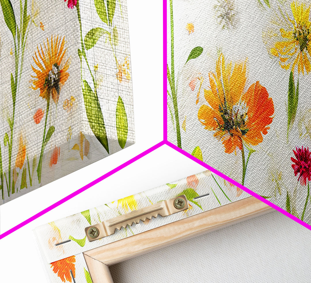 Botanical wall art, spring flowers, canvas print, dorm art for girls