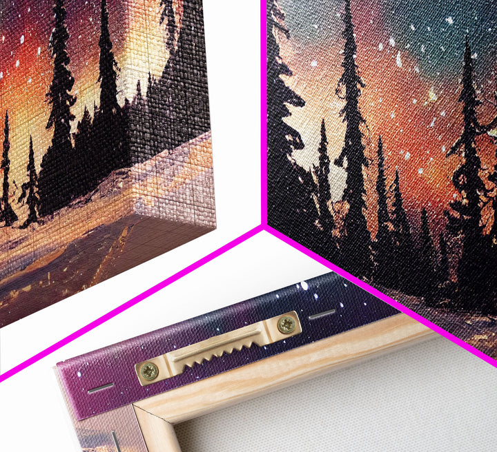 Snowfall in the forest, canvas print, winter wall art