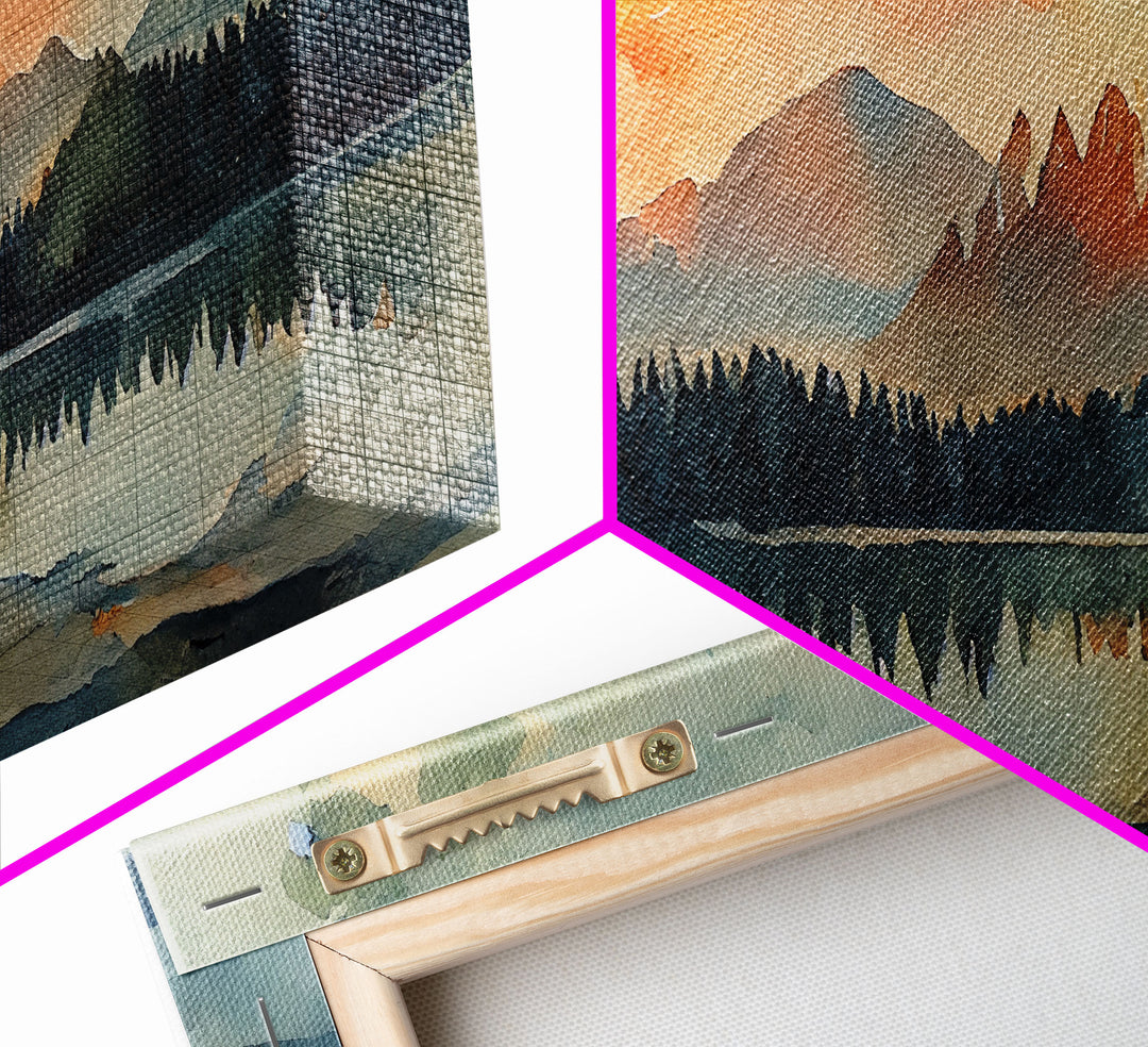 Watercolor painting of a forest fire, canvas print, landscape art, cool living room art, depressing art