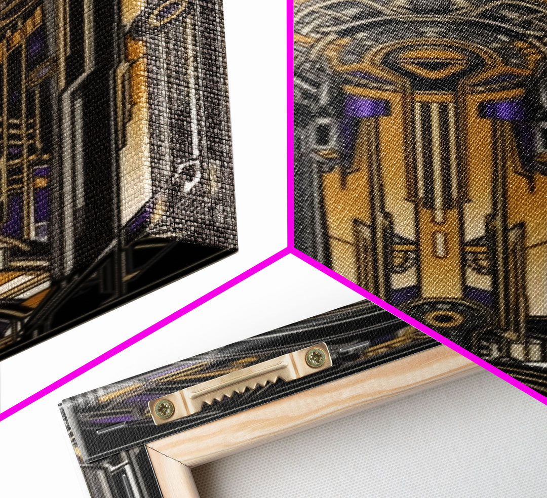 Midcentury Modern Wall art - Framed Canvas Print - Art Deco - Canvas Wall art - Gold & purple art - Retro art - 1930s Style Art - Wall art