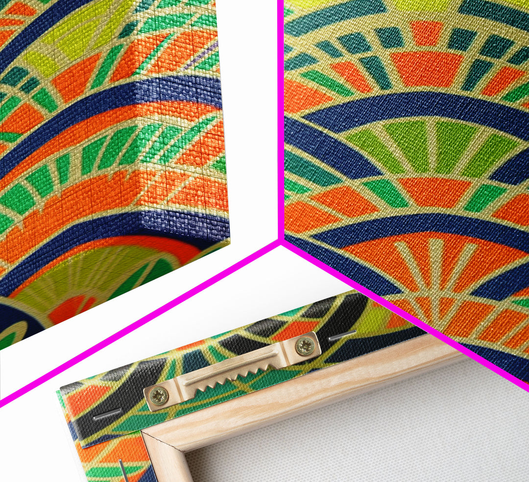 Art Deco Pattern Wall art, Framed Canvas Print, Art Deco, Wall art, Patterns art, Green colors art, Living room art, Colorful painting