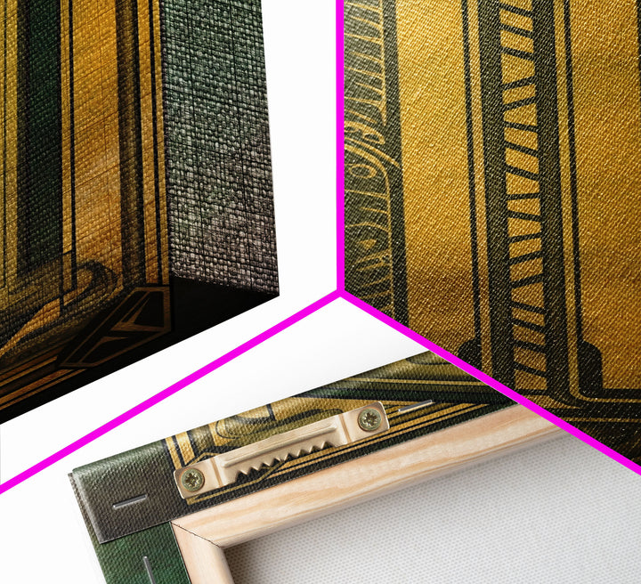 Midcentury Modern Wall art, Framed Canvas Print, Art Deco, Gold & green art, Framed painting, Wall decor, Beautiful art, 1930s Style Art