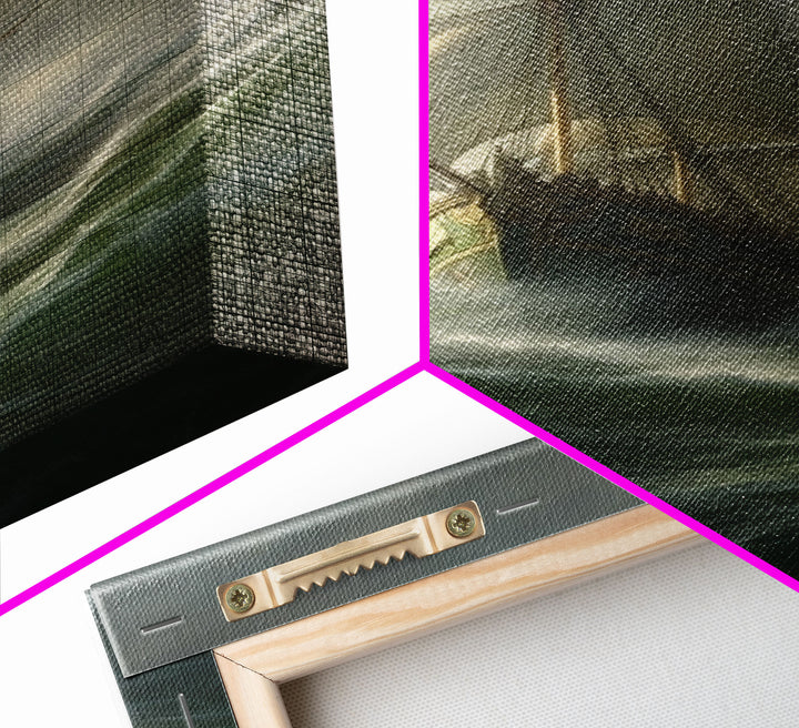 Haunted Pirate Ghost Ship On Rough Seas, Framed Canvas Print, Fantasy Wall Art, Wall Decor, Pirate Wal Art, Gift For Him, Kid's Room