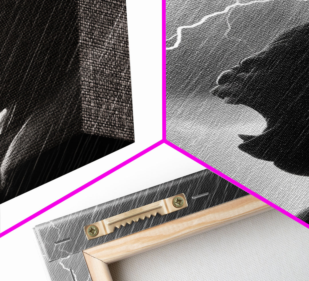 Gorilla Roaring In A Thunder Storm, Framed Canvas Print, Cool Wall Art, Ape Art