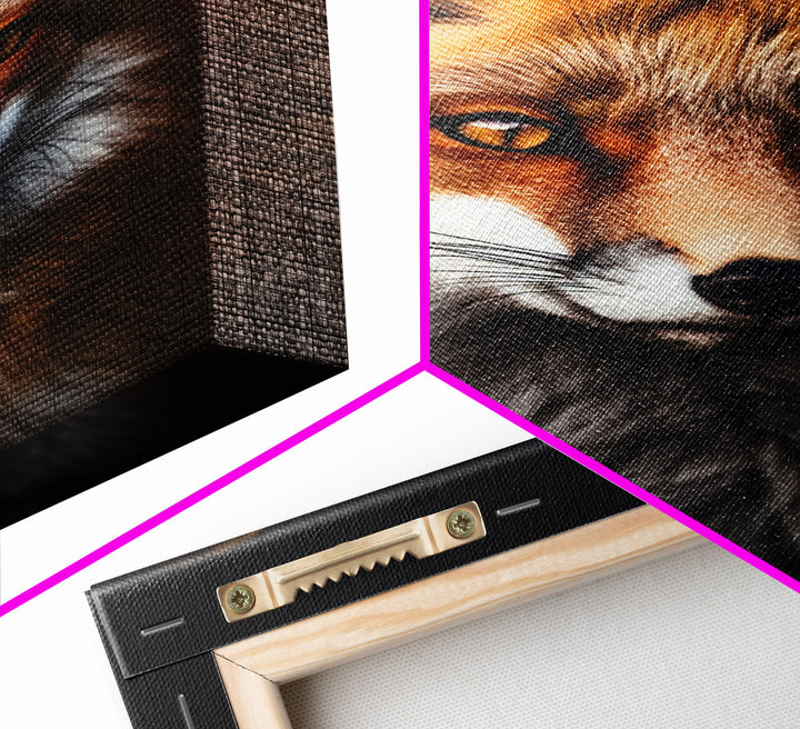 Portrait of a Red Fox, Framed Canvas Print, Framed Wall Art, Fox Photography, Wild Life Art