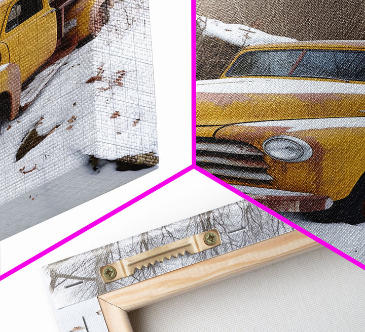Vintage Snow Covered Chevy Truck, 1950s Truck, Framed Canvas Print, Rusty Truck Photography