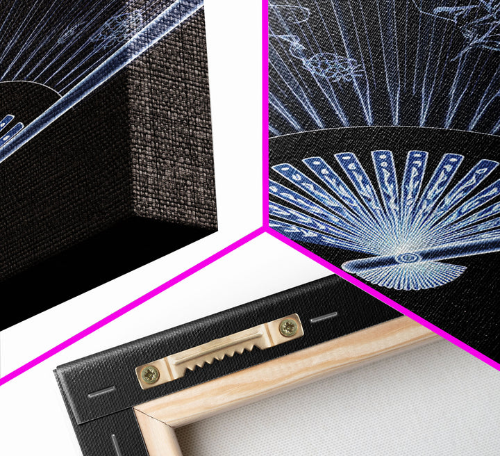 Folding Fan Wall Art, Chinese Art Print, White Fan, Black And White, Minimalist Print, Wall Decor, Canvas Print, Wall Art, Framed Canvas