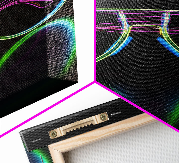 Neon Lights Eye Glasses Wall Decor, Glowing Art Print, Vibrant Art, Minimalist Print, Wall Decor, Canvas Print, Wall Art, Framed Canvas