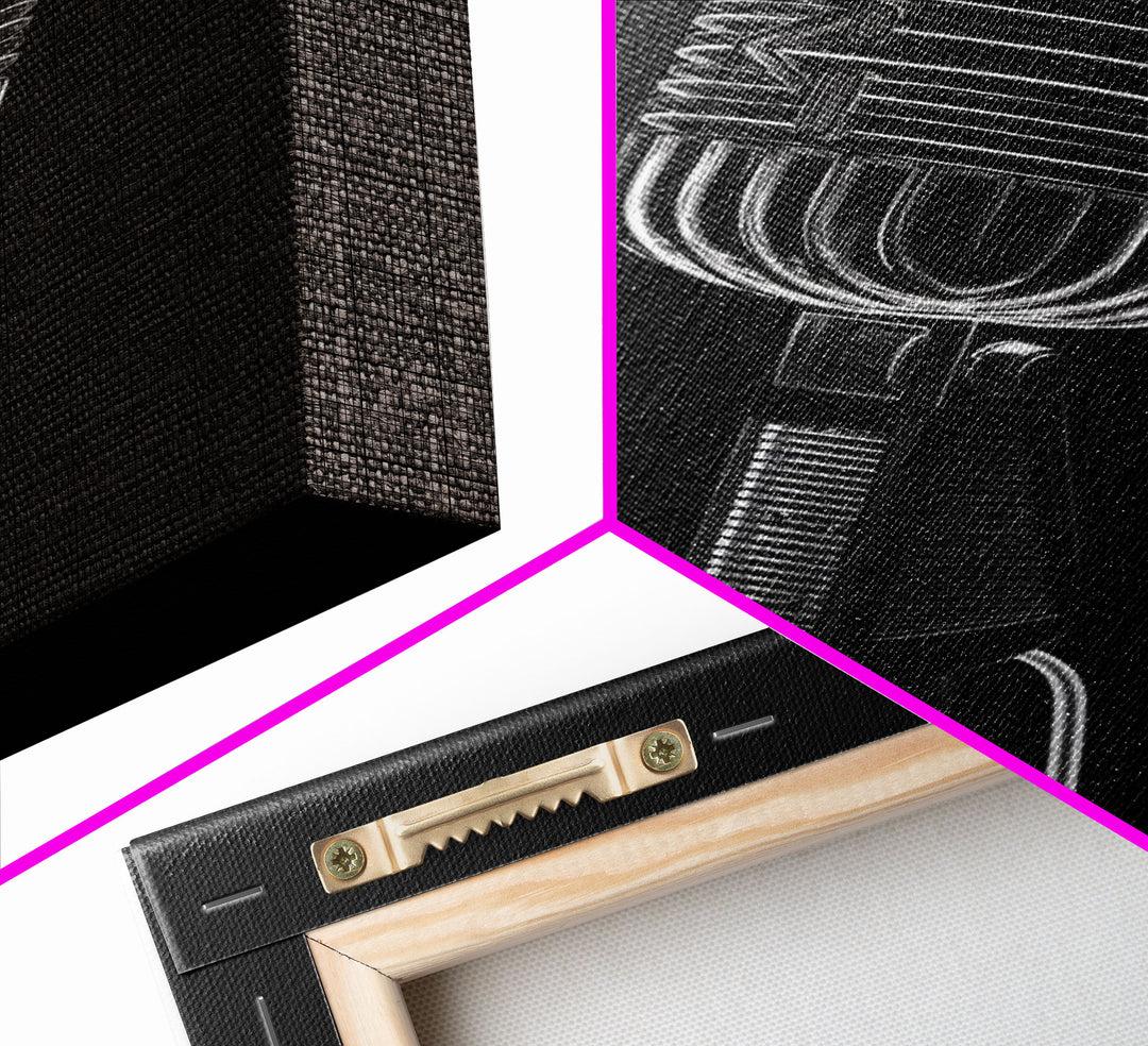 Silver Retro Microphone Wall Art, Mic Wall Art, Music Room Wall Art, Minimalist Print, Wall Decor, Canvas Print, Wall Art, Framed Canvas